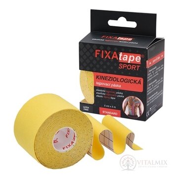 FIXAtape tejpovacia páska SPORT kinesiologická, elastická, žltá 5cm x 5m, 1x1 ks obrázok