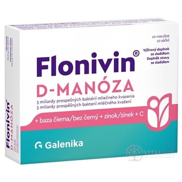 Flonivin D-MANÓZA vrecúška (+ baza čierna + zinok + vitamín C) 1x10 ks obrázok