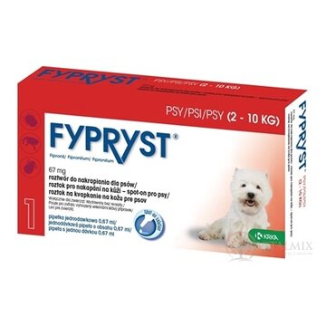 FYPRYST 67 mg PSY 2-10 KG roztok na kvapkanie na kožu pre psov (pipeta) 1x0,67 ml obrázok
