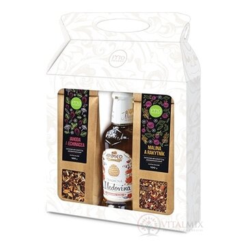 FYTO Darčeková kazeta 2 sypané ovocno-bylinné čaje (100 g) + medovina (384,5 g), 1x1 set obrázok