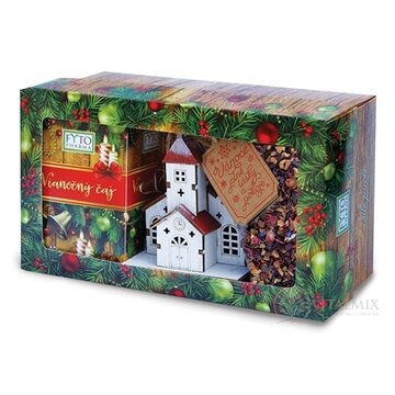 FYTO Darčeková kazeta Vianoce Vianočný čaj: sypaný 100 g + porciovaný 20x2 g (40 g) + dekorácia kostolík, 1x1 set obrázok
