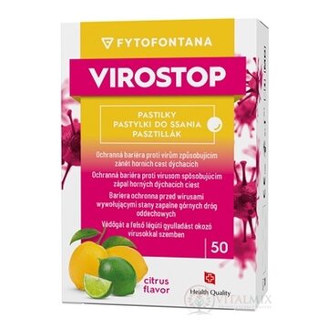 fytofontana VIROSTOP pastilky na cmúľanie, príchuť citrusová (inov.2024, zdravotnícka pomôcka) 1x50 ks obrázok
