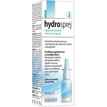 GENERICA hydrosprej 3 % hypertonický nosový sprej s kyselinou hyalurónovou a tymianom 1x15 ml obrázok