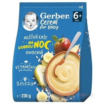 Gerber Cereal Mliečna KAŠA Dobrú noc Ovocná (od ukonč. 6. mesiaca) 1x230 g obrázok