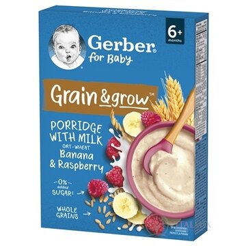 Gerber for Baby Mliečna KAŠA Pšenično-ovsená banán a malina (od ukonč. 6. mesiaca) 1x200 g obrázok