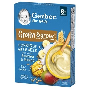 Gerber for Baby Mliečna KAŠA Pšenično-ovsená banán a mango (od ukonč. 8. mesiaca) 1x200 g obrázok