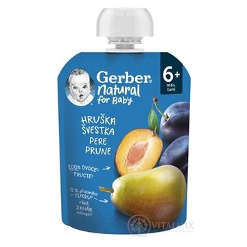 Gerber Natural Kapsička Hruška a slivka ovocná desiata (od ukonč. 6. mesiaca) 1x90 g obrázok