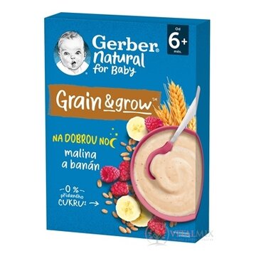 Gerber Natural Mliečna KAŠA Pšenično-ovsená malina a banán (od ukonč. 6. mesiaca) 1x220 g obrázok