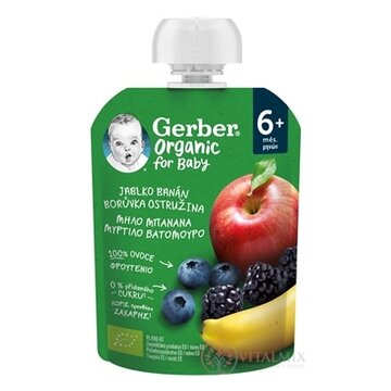 Gerber Organic Kapsička Jablko, banán, čučoriedka bio ovocná desiata (od ukonč. 6. mesiaca) 1x90 g obrázok