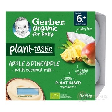 Gerber Organic Rastlinný dezert Jablko a ananás s kokosovým mliekom (od ukonč. 6. mesiaca) 4x90 g obrázok