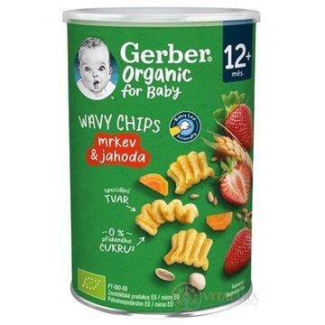 Gerber Organic WAVY CHIPS mrkva & jahoda (od 12 mesiaca) 1x35 g obrázok