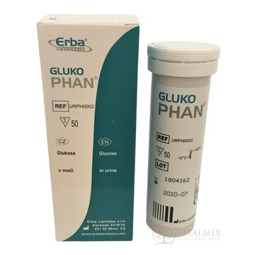 GLUKOPHAN diagnostické prúžky na moč 1x50 ks obrázok