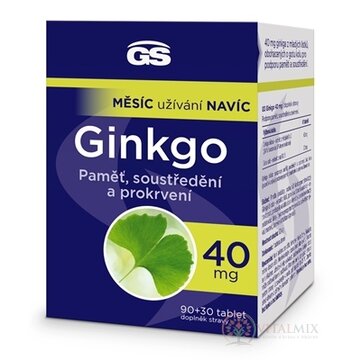 GS Ginkgo 40 mg tbl (s Gotu kola) 90+30 zadarmo (120 ks) obrázok