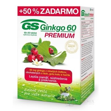 GS Ginkgo 60 PREMIUM tbl 60+30 zadarmo (90 ks) obrázok