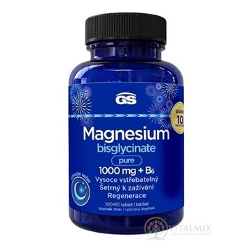 GS Magnesium bisglycinate pure 1000 mg + B6 Darček tbl 100+10 navyše (110 ks) obrázok