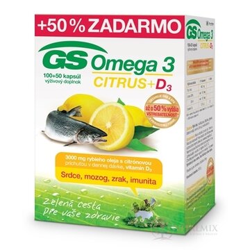 GS Omega 3 CITRUS + D3 cps 100+50 (50% zadarmo) (150 ks) obrázok