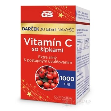 GS Vitamín C 1000 mg so šípkami Darček tbl (inov.2024) 100+30 navyše (130 ks) obrázok