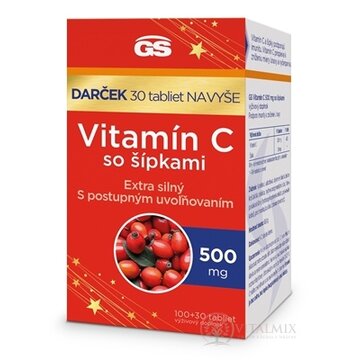 GS Vitamín C 500 mg so šípkami Darček tbl (inov.2024) 100+30 navyše (130 ks) obrázok