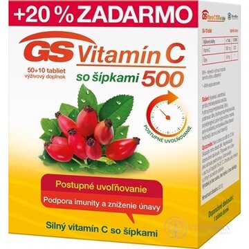 GS Vitamín C 500 so šípkami tbl 50+10 (20 % zadarmo) (60 ks) obrázok