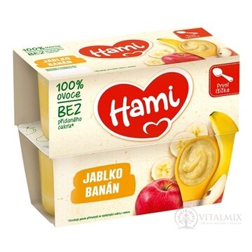Hami ovocný príkrm 100% ovocie Jablko a banán prvá lyžička (od ukonč. 4. mesiaca) 4x100 g (400 g) obrázok
