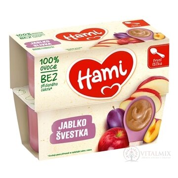 Hami ovocný príkrm 100% ovocie Jablko a slivka prvá lyžička (od ukonč. 4. mesiaca) 4x100 g (400 g) obrázok