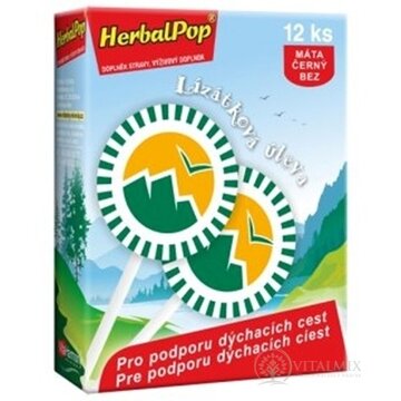 HerbalPop lízanka s obsahom bylín, príchuť mäta a čierna baza 1x12 ks obrázok