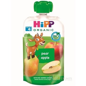 HiPP BIO 100% Ovocie Hruška Jablko kapsička (od ukonč. 4. mesiaca) ovocný príkrm 1x100 g obrázok