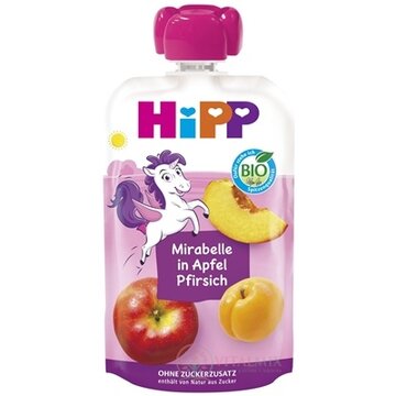HiPP BIO 100% ovocie Jablko Broskyňa Mirabelka kapsička (od 1.roku) ovocný príkrm 1x100 g obrázok