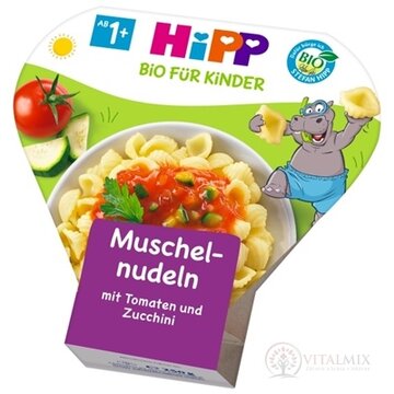 HiPP Príkrm BIO Cestoviny s rajčinami a cukinou mušličky (od ukonč. 1. roku) (inov. 2021) 1x250 g obrázok