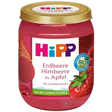 HiPP Príkrm BIO Jablko, jahody a maliny ovocný (od ukonč. 4.-6. mesiaca) 1x160 g obrázok