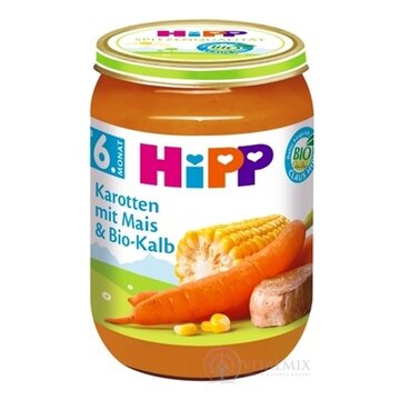 HiPP Príkrm BIO Mrkva s kukuricou a teľacím mäsom zeleninovo-mäsový príkrm (od ukonč. 5.mesiaca) 1x190 g obrázok