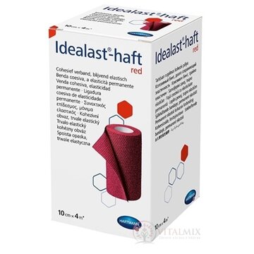 Idealast-haft color red obväz, trvalo elastický kohézny, červený (10 cm x 4 m) 1x1 ks obrázok