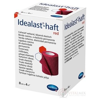 Idealast-haft color red obväz, trvalo elastický kohézny, červený (8 cm x 4 m) 1x1 ks obrázok