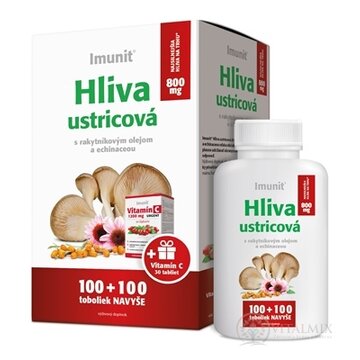 Imunit HLIVA ustricová 800 mg Akcia cps s rakytníkom a echinaceou (100 + zadarmo 100) ks + darček Vitamín C URGENT tbl 30 ks, 1x1 set obrázok