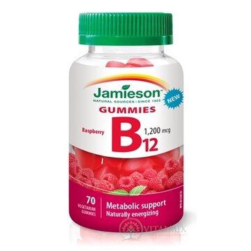JAMIESON VITAMÍN B12 GUMMIES želatínové pastilky s malinovou príchuťou 1x70 ks obrázok