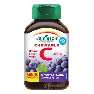 JAMIESON VITAMÍN C 500 mg hrozno tbl na cmúľanie, 100+20 zadarmo (120 ks) obrázok