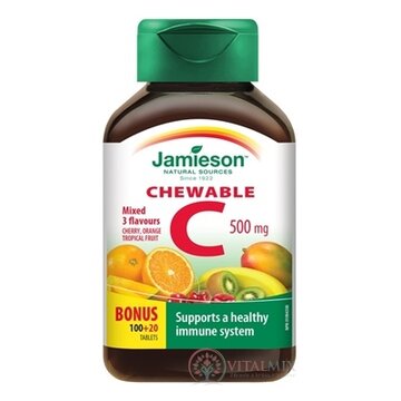JAMIESON VITAMÍN C 500 mg mix tbl na cmúľanie, 100+20 zadarmo (120 ks) obrázok