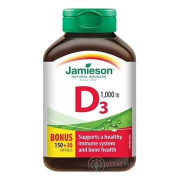 JAMIESON VITAMÍN D3 1000 IU cps (mäkké gélové kapsuly)150+30 zadarmo (180 ks) obrázok