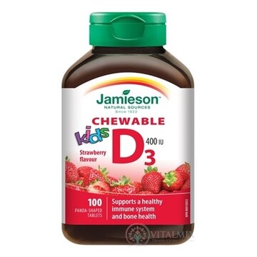JAMIESON VITAMÍN D3 KIDS 400 IU jahoda tbl na cmúľanie 1x100 ks obrázok