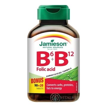 JAMIESON VITAMÍNY B6, B12 A KYSELINA LISTOVÁ tbl 90+20 zadarmo (110 ks) obrázok