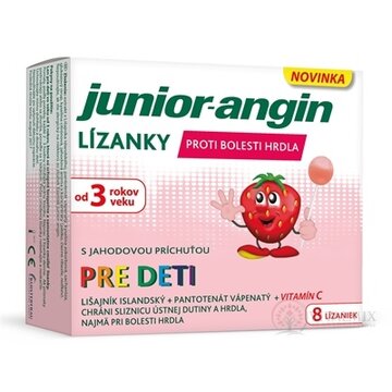 Junior-angin lízanky pre deti s jahodovou príchuťou 1x8 ks obrázok