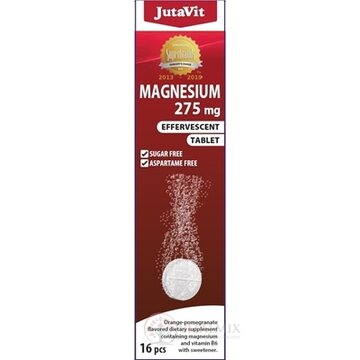 JutaVit Horčík 275 mg + vitamín B6 šumivé tablety s príchuťou pomaranča a granátového jablka 1x16 ks obrázok