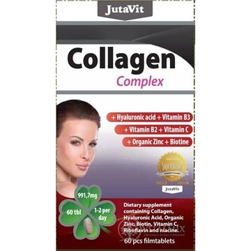 JutaVit Kolagén komplex + kyselina hyalurónová, vitamíny B3, B2, C + organický zinok a biotín tbl 1x60 ks obrázok