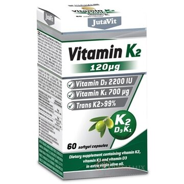JutaVit Vitamín K2 120 µg, D3 2200 IU, K1 700 µg mäkké kapsuly 1x60 ks obrázok