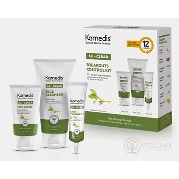 Kamedis AC-CLEAR KIT na mastnú pokožku: krém na tvár 50ml+čistiaci gél na tvár 100ml+gél na lok.ošetrenie 22ml, 1x1 set obrázok