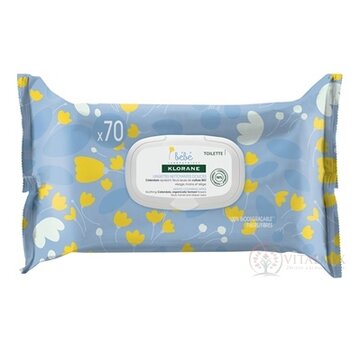 KLORANE BEBE LINGETTES NETTOYANTES DOUCES (inovácia 2018) jemné čistiace obrúsky 1x70 ks obrázok