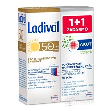 Ladival Anti-spot 50+SPF + Akut Face serum krém proti pigmentovým škvrnám 50 ml + sérum po opaľovaní 50 ml, 1x1 set obrázok