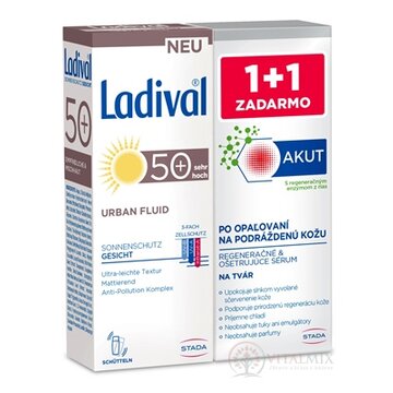 Ladival URBAN fluid 50+SPF + Akut Face serum krém na ochranu tváre pri opaľovaní 50 ml + sérum po opaľovaní 50 ml, 1x1 set obrázok