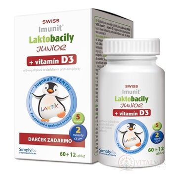 Laktobacily JUNIOR SWISS Imunit + vitamín D3 tbl 60+12 zadarmo (72 ks) obrázok