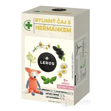 LEROS DETSKÝ BYLINNÝ ČAJ S RUMANČEKOM nálevové vrecká (od 9+ mesiacov) (inov. 2021) 20x1,5 g (30 g) obrázok